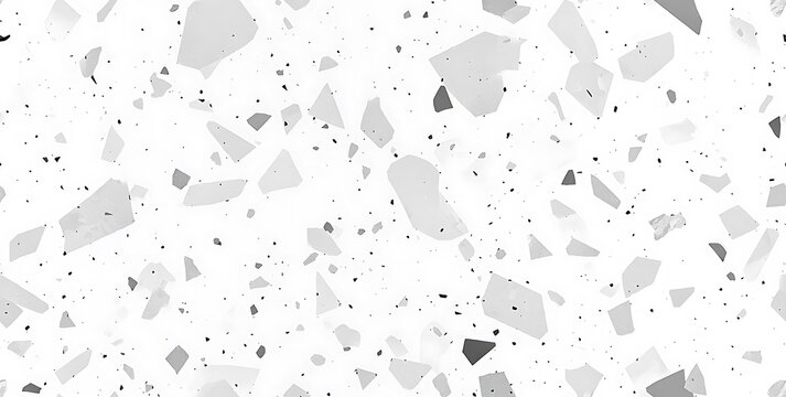 White terrazzo seamless texture background with gray and brown speckles