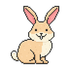 Rabbit in pixel style. Vector illustration.