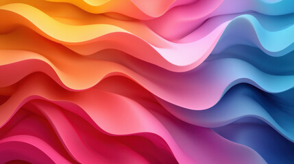Obraz premium A vibrant abstract image featuring flowing waves of color transitioning from warm hues to cool tones.