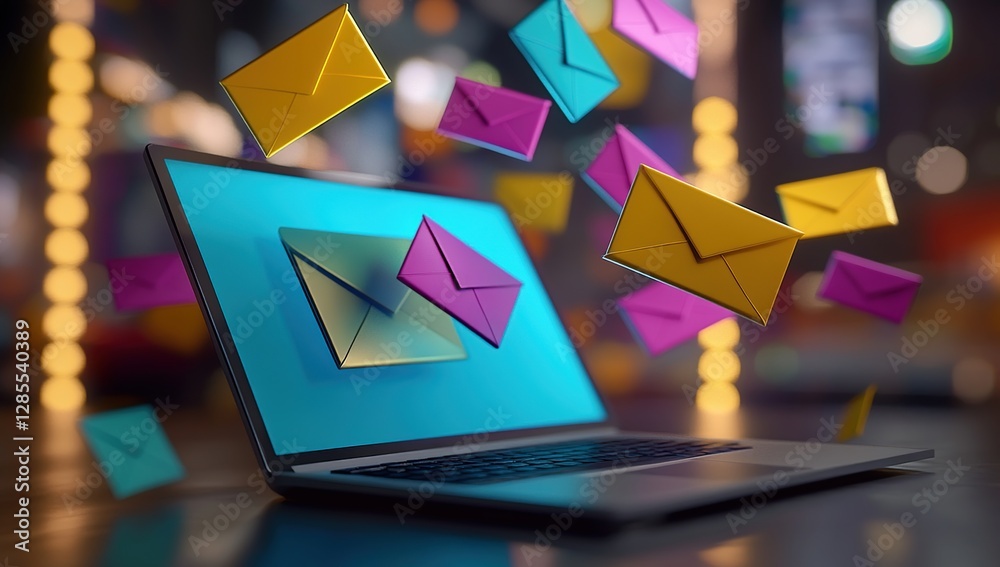 Poster digital communication: email inbox overload, efficiently managing messages, boosting productivity wi