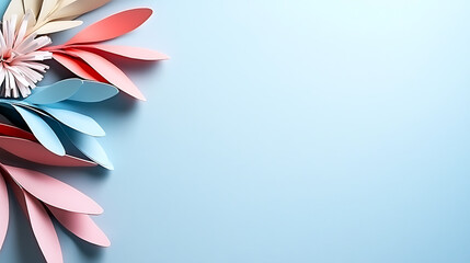 A blue background with pink and blue flowers. generated using AI