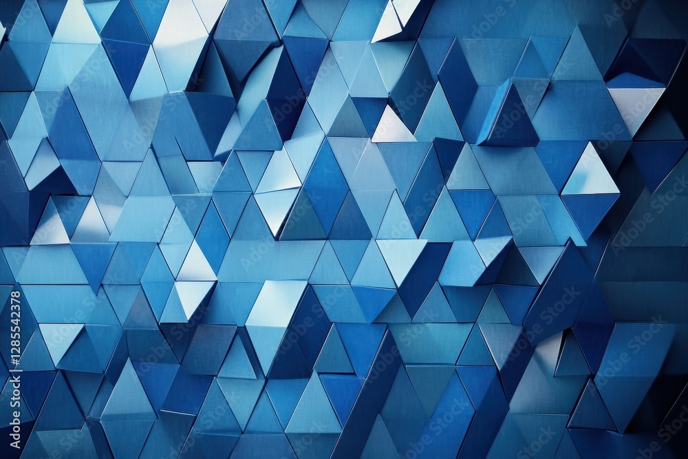 Poster abstract blue triangle curve radio wave effect design featuring geometric shapes and layers in motio