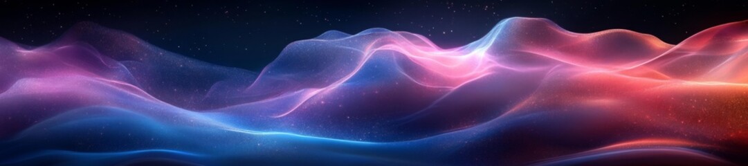 Fototapeta premium Abstract colorful glowing waves of light in space. Generative AI