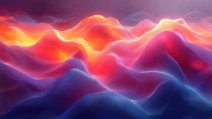 Obraz premium Dynamic waves of color and light create a mesmerizing and abstract digital landscape.