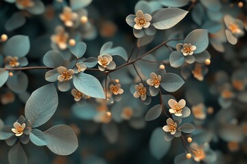 Delicate Ornament of Small Flowers and Leaves for a Serene Garden Ambiance. Generative AI