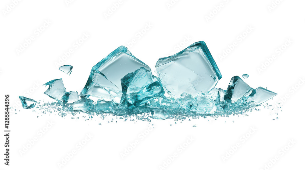 Wall mural refreshing ice cubes on a black background, cool and textured visual experience