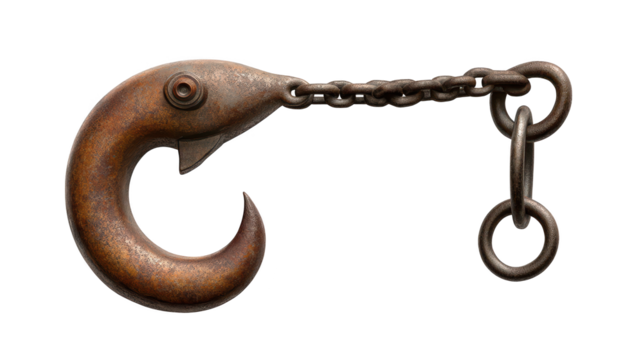Heavyduty metal hook and chain, a closeup view of industrial strength reliability - Powered by Adobe