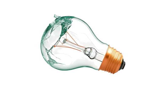 Fragile illumination, a broken bulb nested inside light bulb, symbolizing unexpected ideas and creative solutions