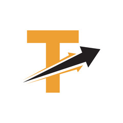 Initial Arrow Logo combine with letter T vector template