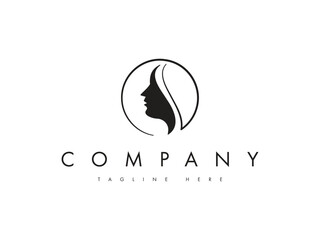 woman beauty silhouette circle logo design