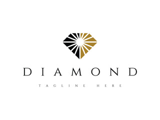 beauty diamond with sun logo design