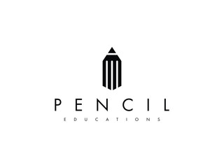 modern pencil education silhouette logo design