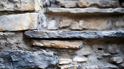 Closeup of Rustic Stone Steps with Textured Rocky Surface in Natural Setting : Generative AI
