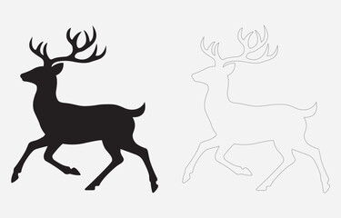 Deer silhouette vector art Illustration Isolated on white background
