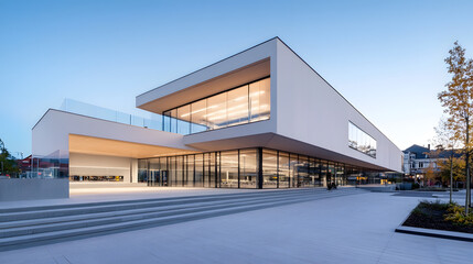 Contemporary Architectural Structure with Glass Facade and Modern Aesthetic Design : Generative AI