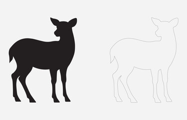 Deer silhouette vector art Illustration Isolated on white background
