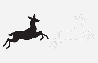 Deer silhouette vector art Illustration Isolated on white background
