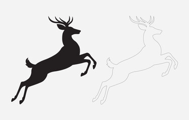 Deer silhouette vector art Illustration Isolated on white background
