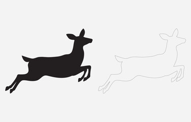 Deer silhouette vector art Illustration Isolated on white background
