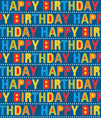 birthdya seamless pattern design on blue color background