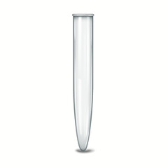 Realistic illustration of a transparent laboratory test tube. Ideal for educational and scientific content showcasing lab equipment and experiment setups.