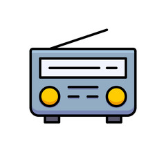 Retro Portable Radio Icon - Yellow Dials - Music, audio, broadcast, vintage, sound, old, classic, entertainment, communication, frequency icons
