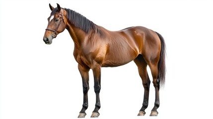 Fototapeta premium Bay horse in a clean, minimalist composition, symbolizing elegance and simplicity. 