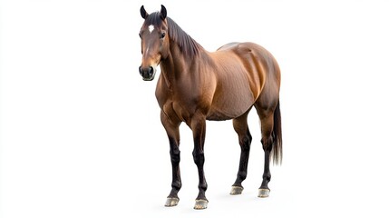 Obraz premium Bay horse in a clean, minimalist composition, symbolizing elegance and simplicity. 