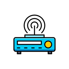 Wireless Router Vector Icon - Adjustable Line Weight - Internet, wifi, network, connection, modem, signal, technology, access, communication, device, ethernet, broadband, antenna icons