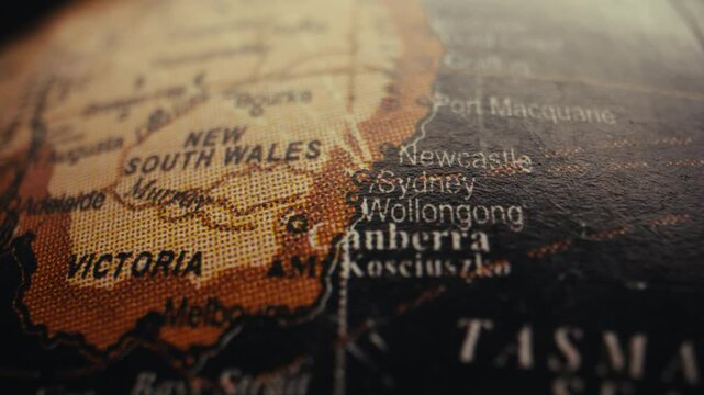 Cities in Australia on a map.