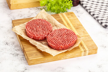 Raw beef  burger cutlet for grill