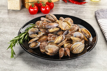 Raw vongole clams for cooking