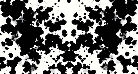 Abstract inkblot Rorschach test background. Random symmetrical black shapes forming illusions