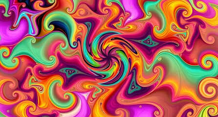 Abstract psychedelic fractal patterns background. Hypnotic swirls of color in mathematical symmetry