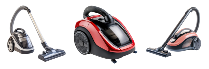 A Set of Advanced Vacuum Cleaner Concepts Featuring Sleek Design and Exceptional Modern Performance Isolated on transparent Background