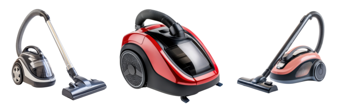 A Set of Advanced Vacuum Cleaner Concepts Featuring Sleek Design and Exceptional Modern Performance Isolated on transparent Background