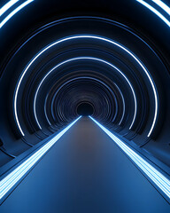 Obraz premium Futuristic illuminated tunnel perspective view.