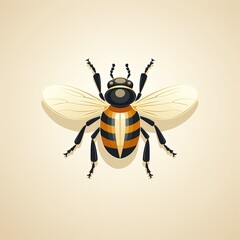 Fototapeta premium Cute Insect in a Simple Flat Style with Light Brown Colors