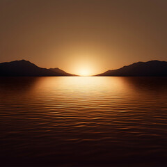 Naklejka premium Stunning sunset over tranquil water.