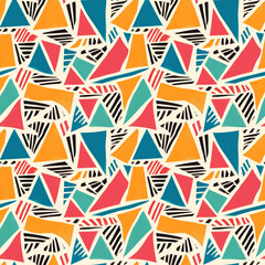 Fototapeta premium Bold African pattern features striking geometric shapes and vibrant, contrasting colors