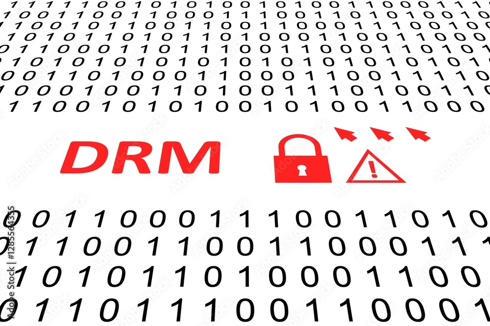 Wall mural drm concept binary code 3d illustration