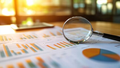 Analyzing Financial Charts with Magnifying Glass for Business Insights Deeply