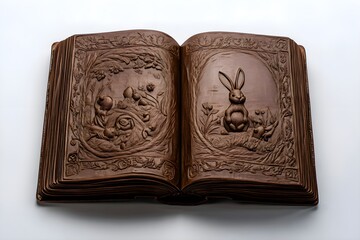 ChocolatEaster-themed Chocolate Book with Engraved Bunny Storye book with engraved Easter bunny story