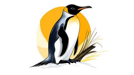 Naklejka premium A penguin is standing on a snowy surface. generated using AI