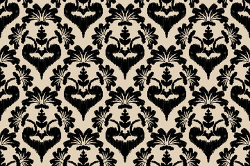 Motifs Ikat floral paisley embroidery background.geometric ethnic oriental pattern traditional.Aztec-style abstract vector illustration. Design for texture, fabric, clothing, wrapping, decoration