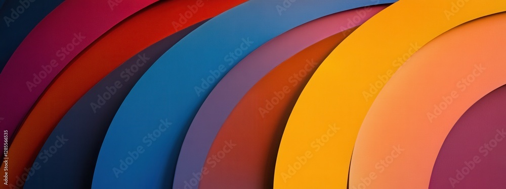 Poster abstract colorful curved shapes in layers creating a vibrant and dynamic background design