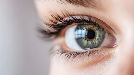 Obraz premium Close-Up of Vibrant Blue Green Eye Capturing Unique Details and Colors of the Human Iris : Generative AI