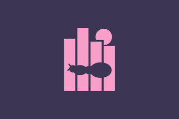 vector illustration of an ant over the chart building 