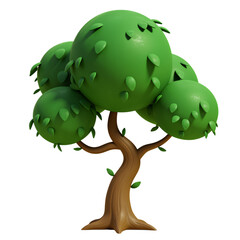 Naklejka premium Cartoon Tree with Round Canopy, Ideal for Educational or Kids' Projects