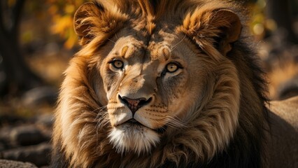 Fototapeta premium A collection of five lion heads,